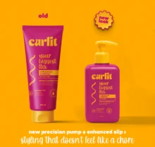 Old tube and new pump packaging for Curlit Wavy Leave-In Conditioner