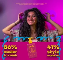 Wavy hair result and independent lab-test highlights for Curlit Wavy Leave-In Conditioner