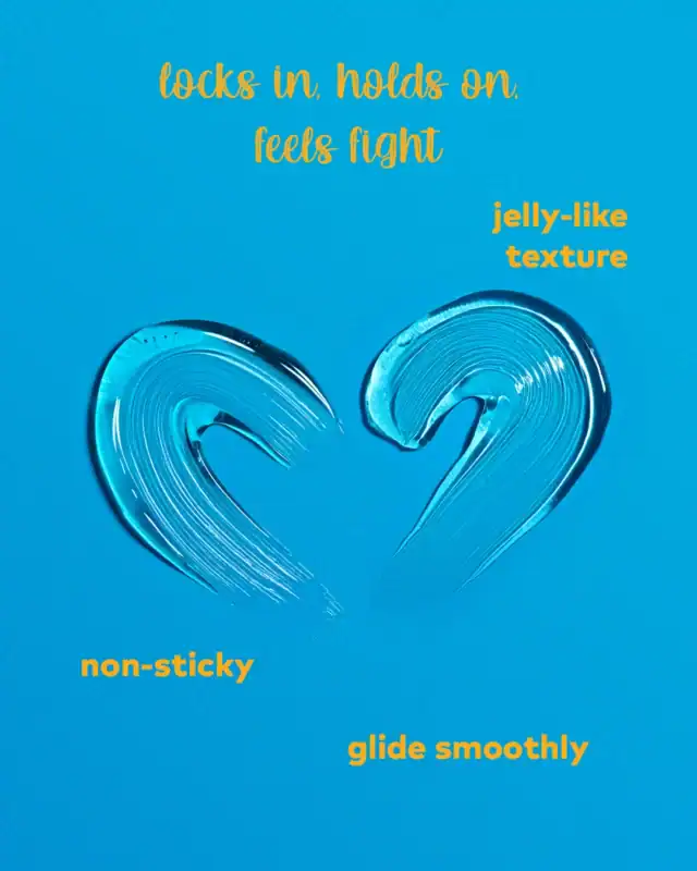 Glossy, gel-like hair styling product with jelly texture, non-sticky formula that locks in, holds on, and feels lightweight while gliding smoothly for perfect curls or waves.