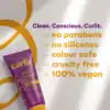 Healthy curly hair conditioner with no parabens, no silicones, color safe, cruelty-free, vegan, formulated for curls, free from harsh chemicals, promoting shiny and well-defined curls.