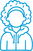 Vibrant illustration of a curly-haired woman wearing a hoodie, representing Curlit’s focus on natural, healthy curls and hair care solutions for curly hair enthusiasts.