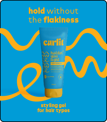 Hold without the flakiness Curlit styling gel for scalp and hair Type, anti-flaking hair gel, hold without buildup or flakiness, perfect for all hair types.
